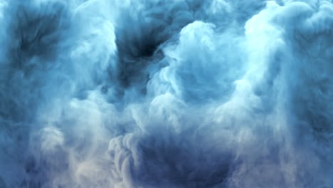 una animación de la formación de una gran nube de tormenta azul que se aproxima