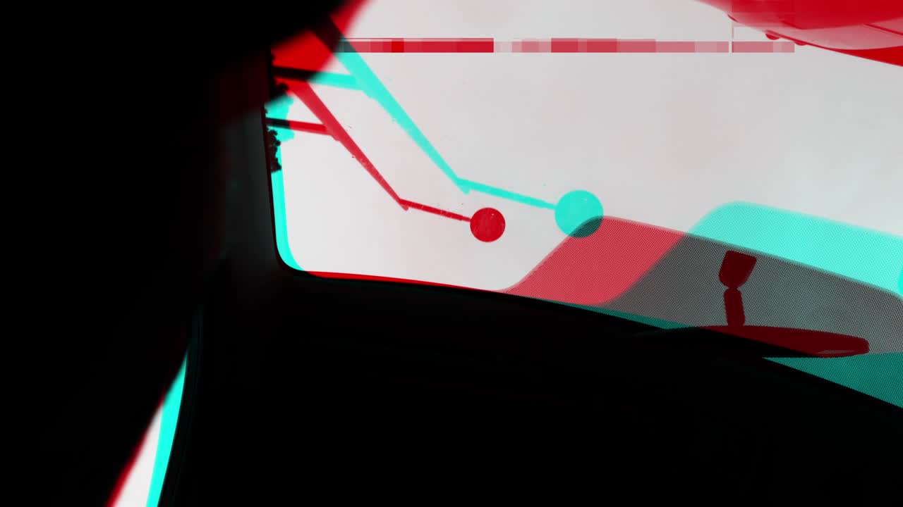 Sequence of security camera and general public street crowd with digital glitch effect