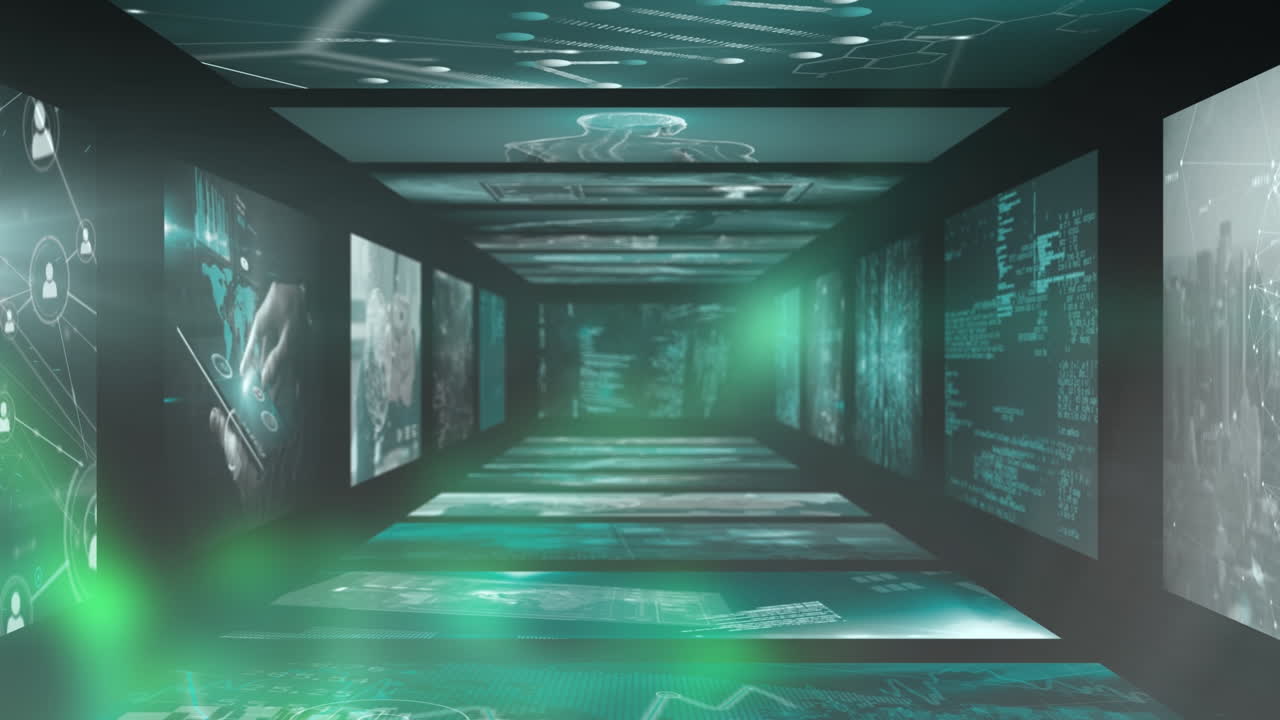 검은색 배경에 데이터 처리의 애니메이션