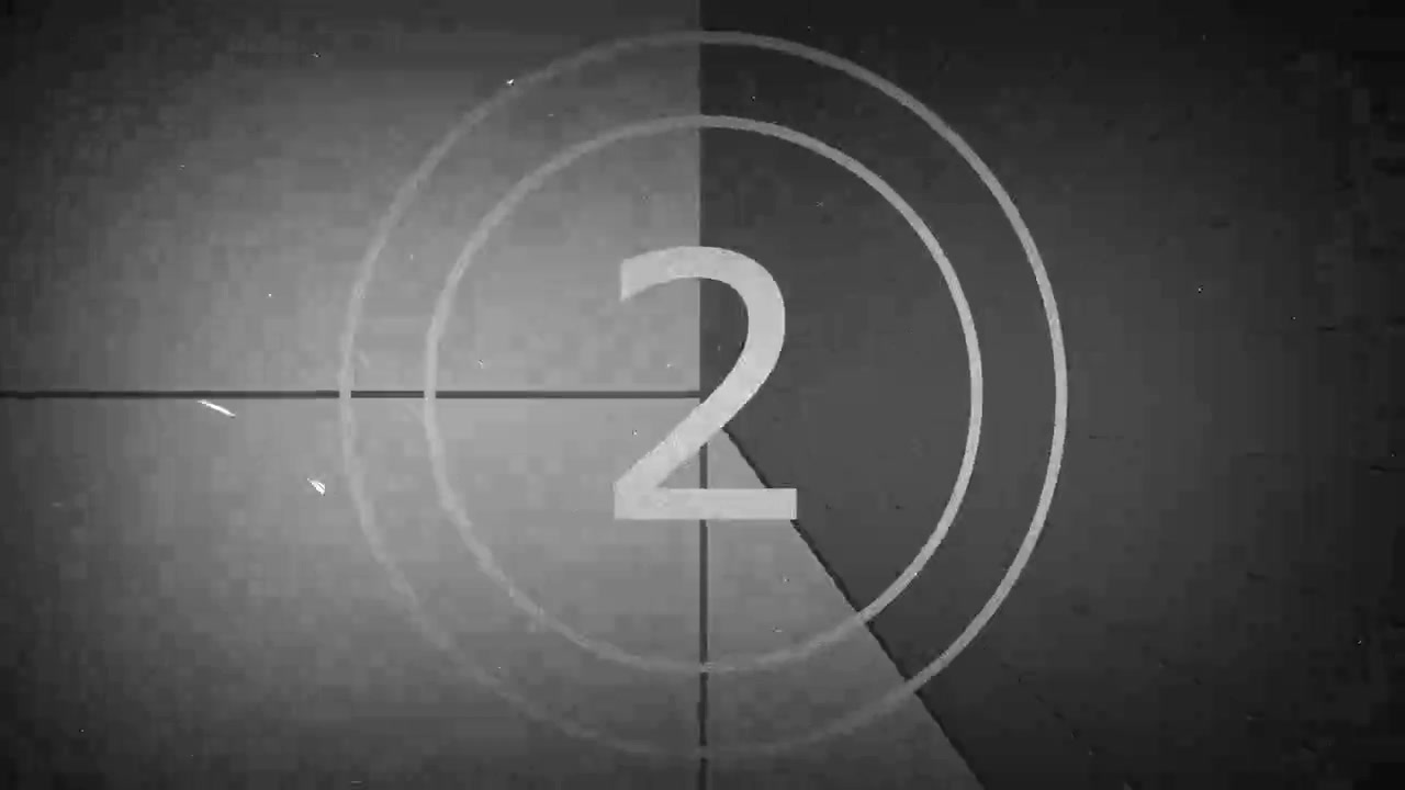 Vintage Film Countdown Leader with Grain and Scratches