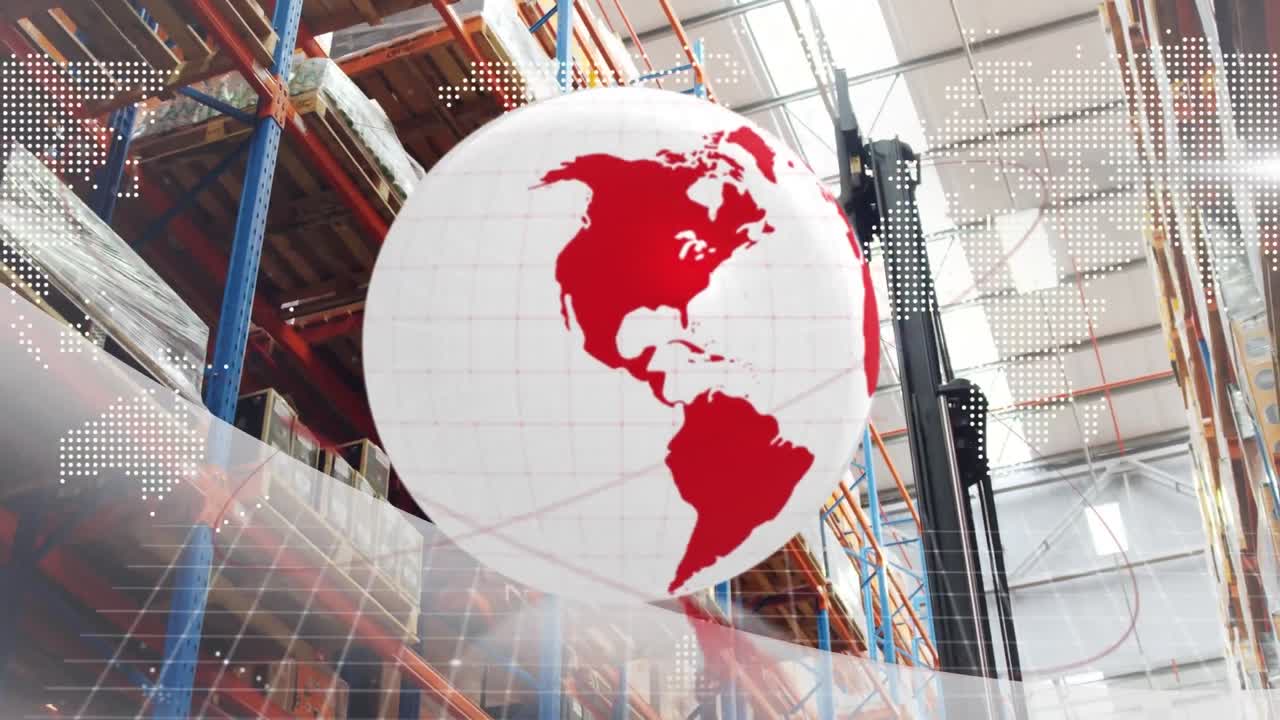 창고의 선반에 대한 연결 네트워크의 애니메이션