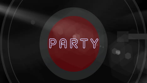 animation of rotating vinyl with party text