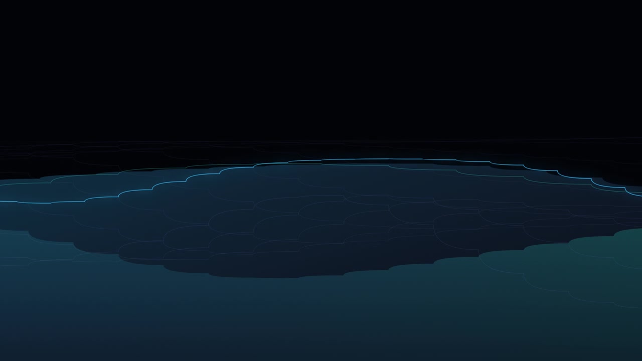 Abstract Motion Graphic of Layered Teal Waves on Black Background