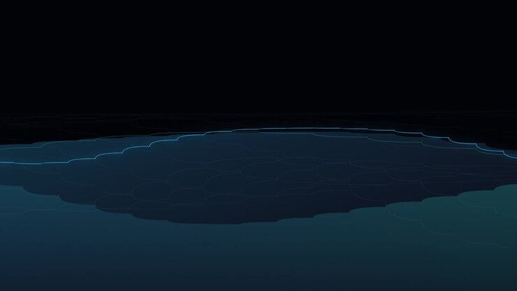 Abstract Motion Graphic of Layered Teal Waves on Black Background