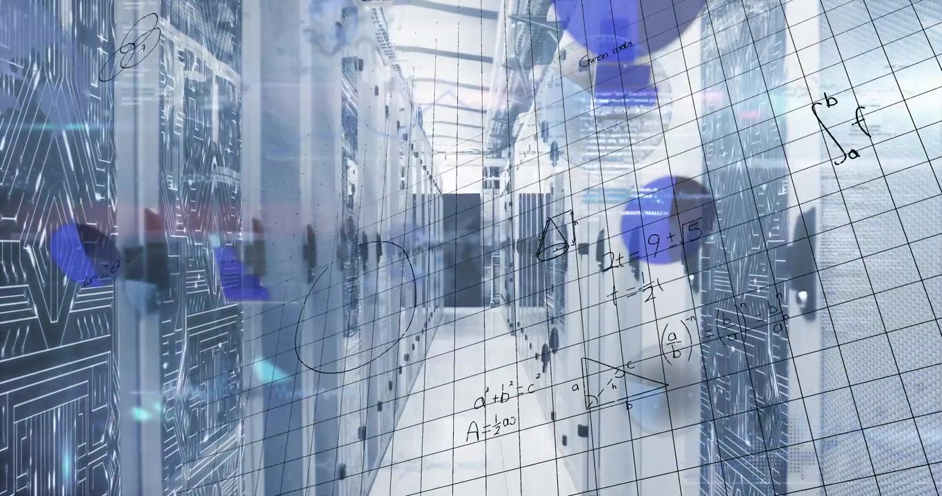 Animation of data processing over server room