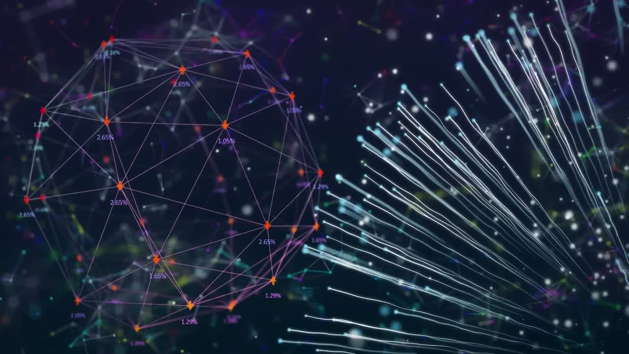 animación de la red de conexiones sobre fondo negro