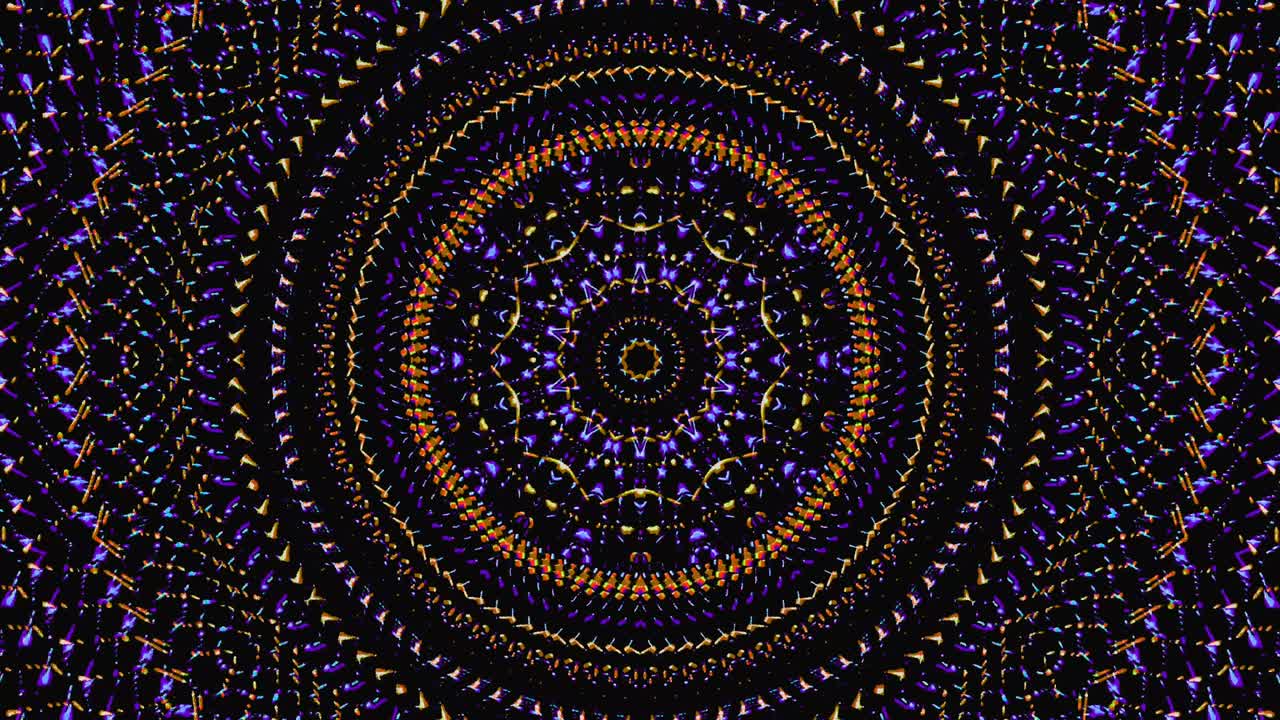 Bellissimo caleidoscopio astratto e brillante, luce colorata e scintillante con movimento fluido