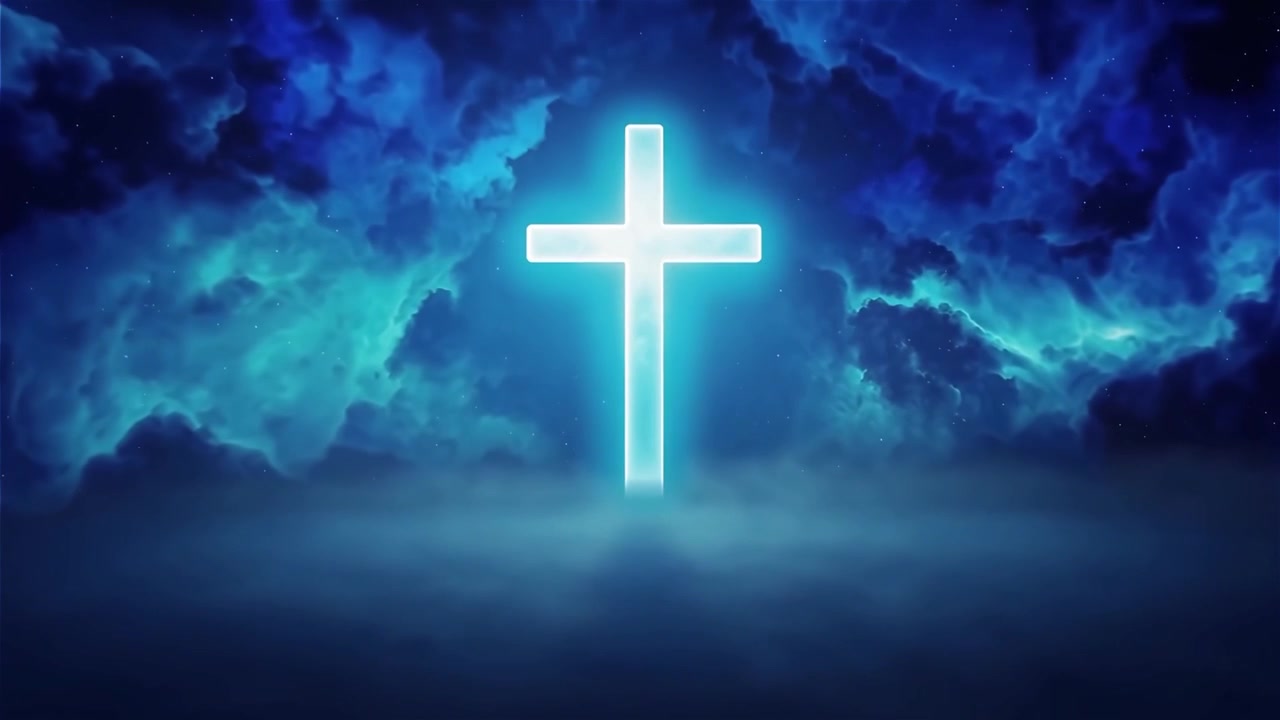 Croce Cristiana Luce Celestiale Sfondo per il Culto.