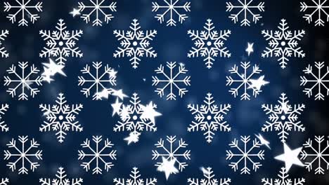 Animation-of-christmas-pattern-over-falling-snow