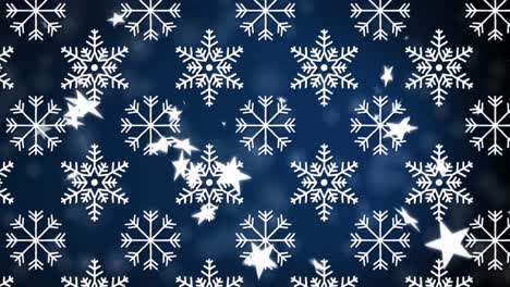 animation of christmas pattern over falling snow