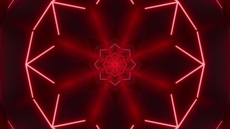 red neon kaleidoscope tunnel