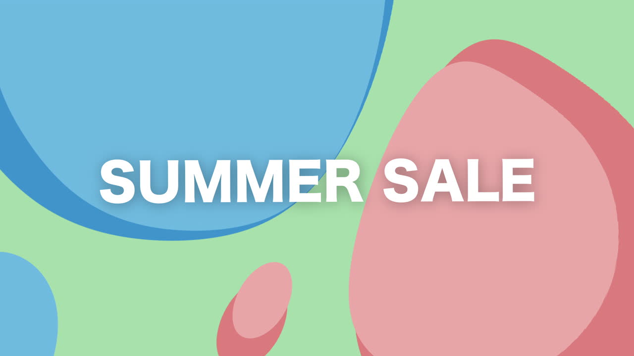 A vibrant display promoting a summer sale through engaging graphic motion design