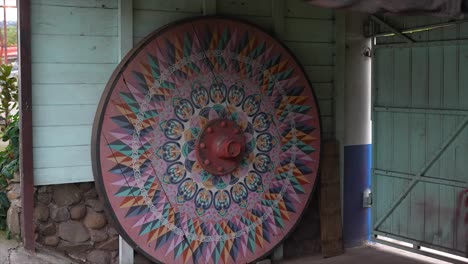 colorful traditional costa rican oxcart wheel