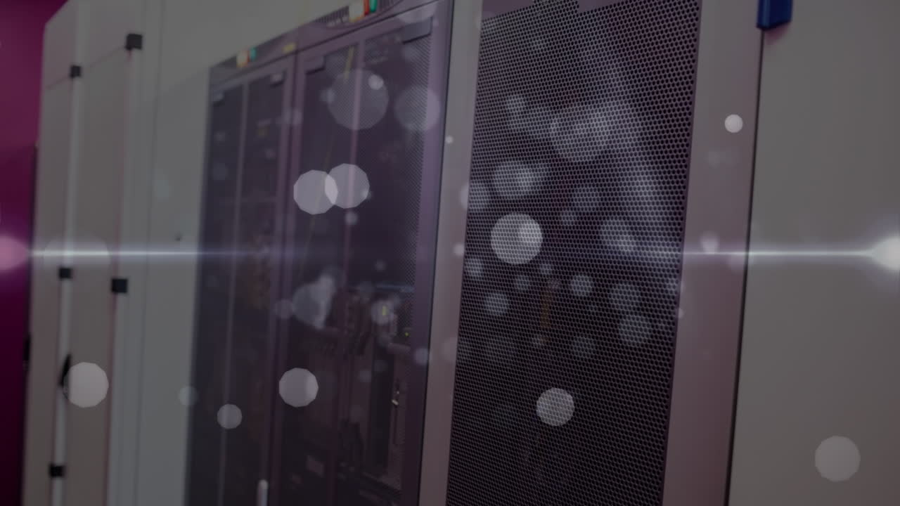 animación de luces y puntos flotando sobre los servidores