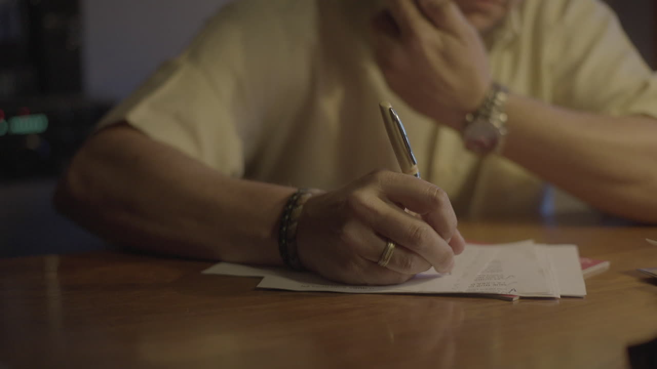 Person Writing at a Desk