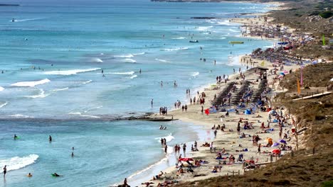 aerial view of the "son bou" beach, balearic islands.time lapse