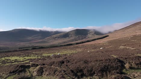 Schwenk-Aufnahme,-Bergpanorama-Mitten-Im-Winter,-Comeragh-Mountains,-Waterford,-Irland,-Beeindruckendes-Hochland