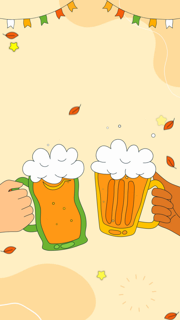 An animation of Hand drawn background for international beer day celebration