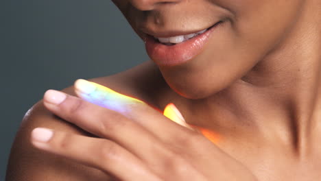 rainbow light on black woman model glow healthy