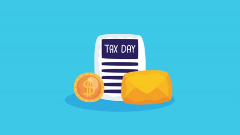 tax day animation with envelope and money