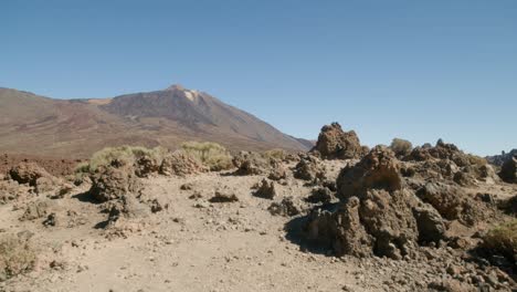 volcanic landscape with mount pico del teide and los roques de garcia, teide national park in tenerife, canary islands in spring