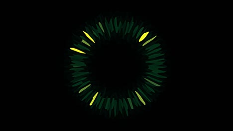 Gemalte-Animation-Eines-Grünen-Und-Gelben-Kreises-Auf-Schwarzem-Hintergrund