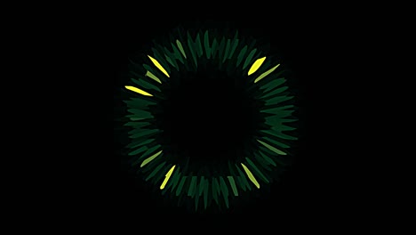 painted animation of green and yellow circle on black background