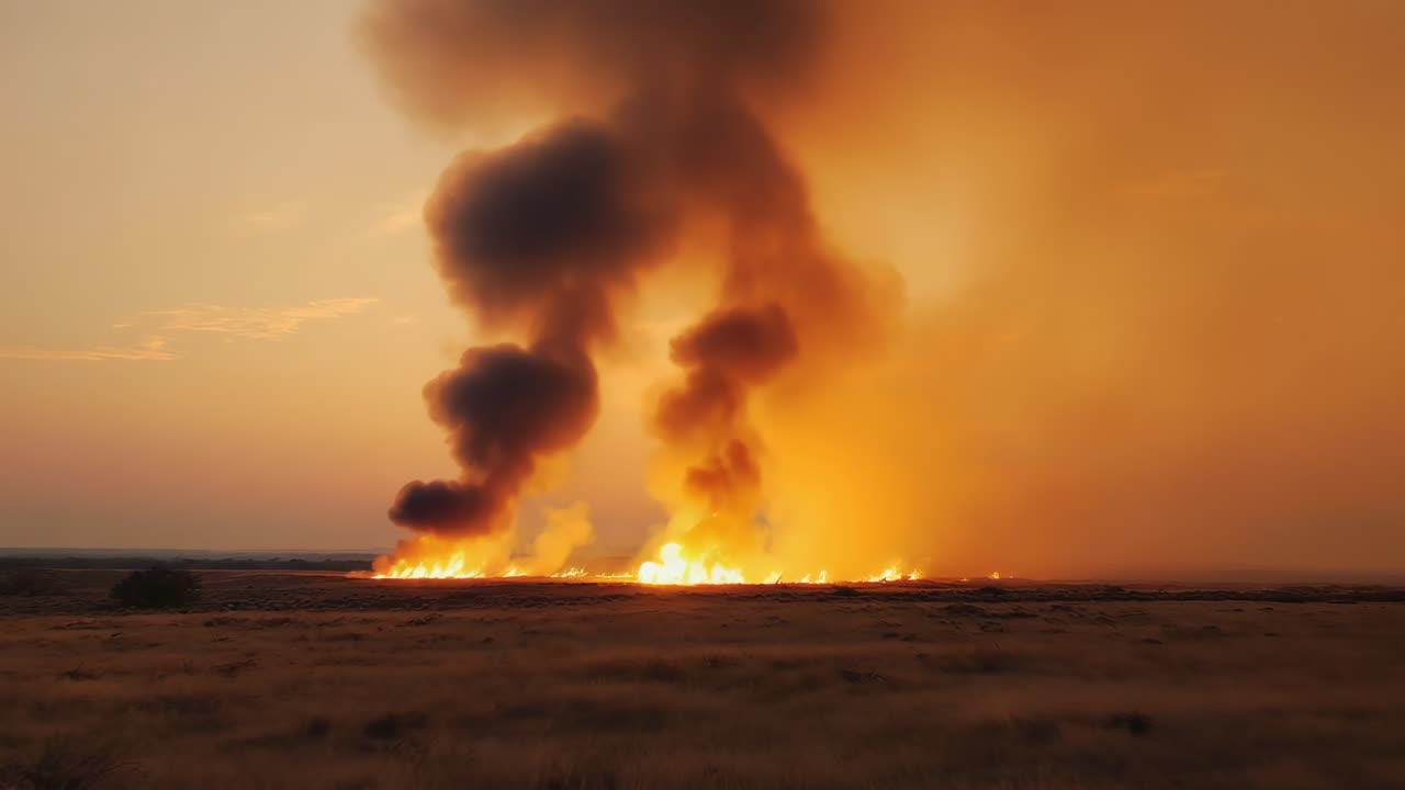 Wildfire Burning in a Field