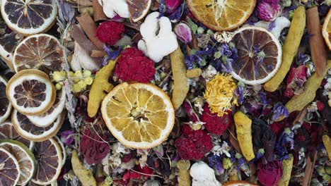 dried fruits, herbs, and spices for tea