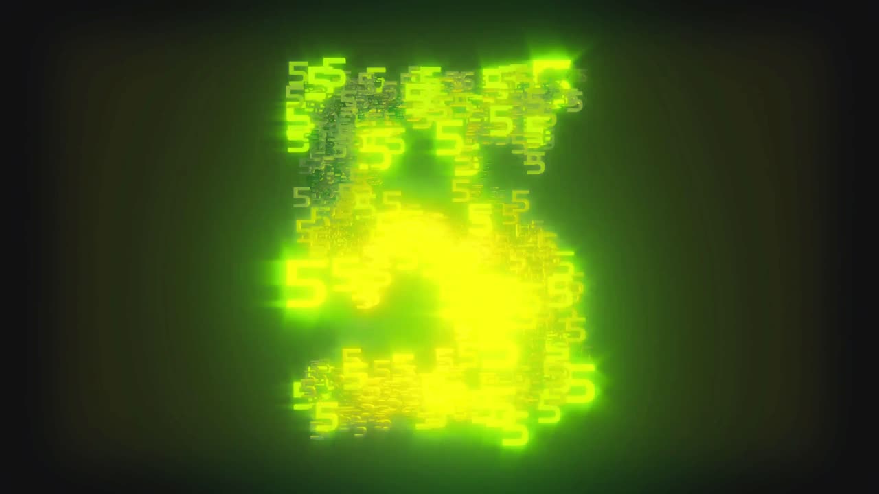 Glowing Green Digital Countdown from Ten to Zero