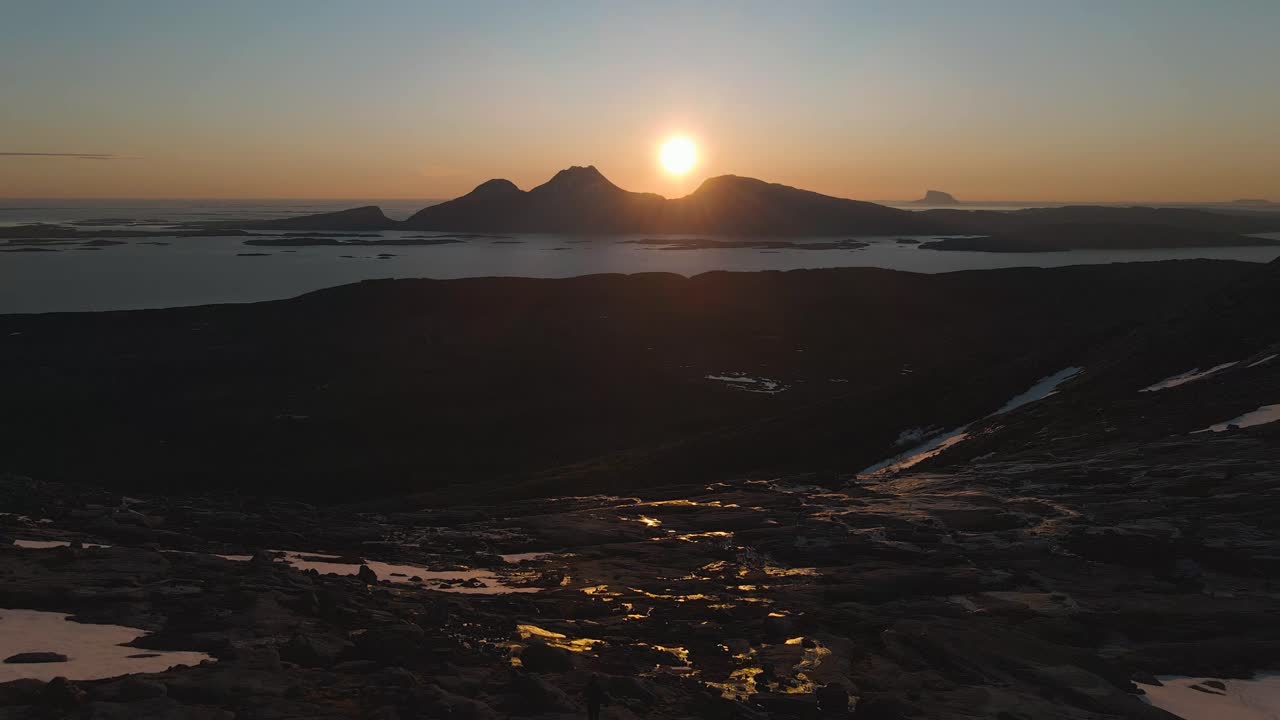 Stunning sunset view from the top of mountains De syv s&oslash;stre, Sandnessj&oslash;en