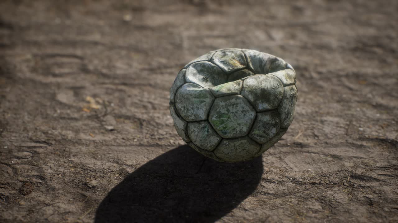 vieja pelota de fútbol el suelo de cemento