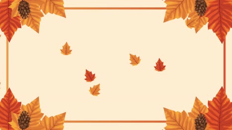 hola animación de otoño con marco de hojas