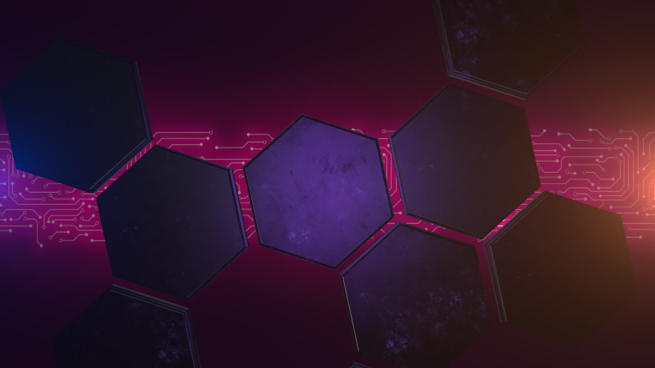 formas de hexágonos y líneas de neón