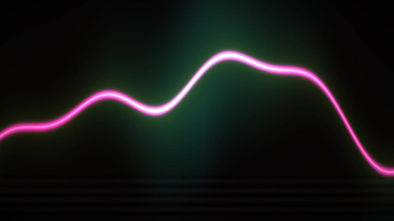 Forma de Onda Neon Rosa Abstrata Oscilando com Efeitos de Falha Digital