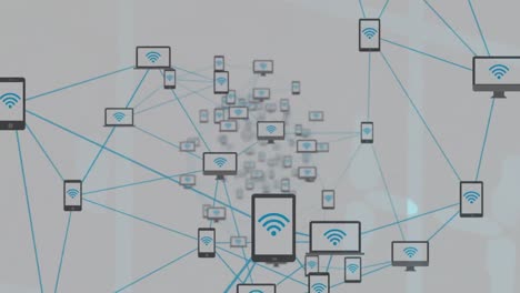 animation of network of connections with icons