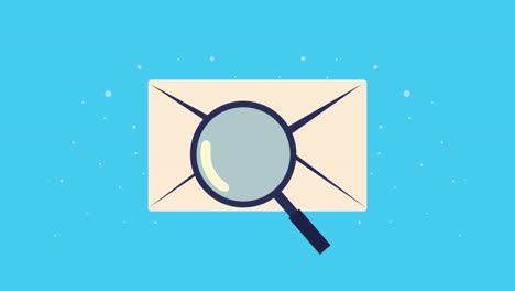 envelope with magnifying glass social media animation