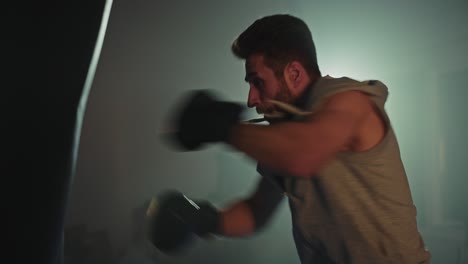 man boxing training session