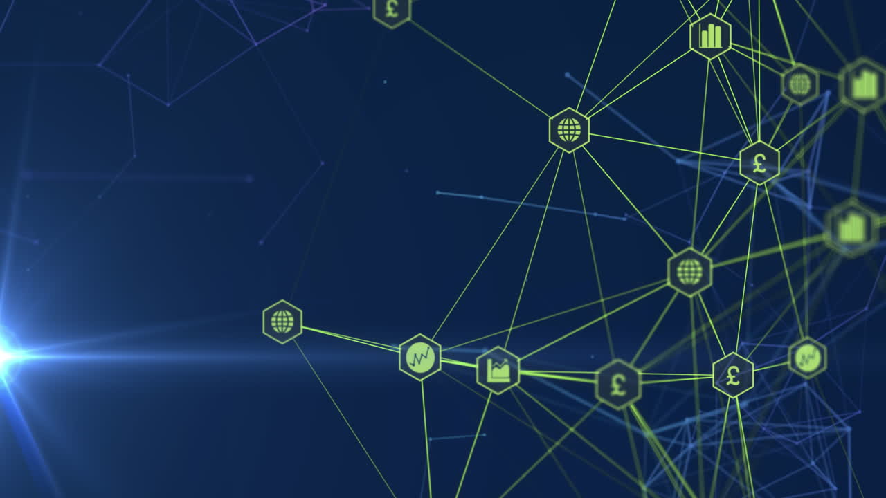 animación de la red de conexiones sobre fondo azul