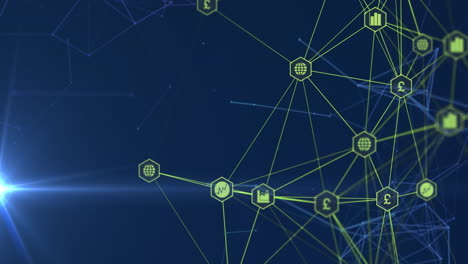animazione della rete di connessioni su sfondo blu