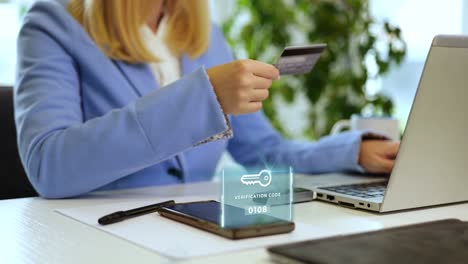 Online banking payment with 2FA verification code sent to mobile phone