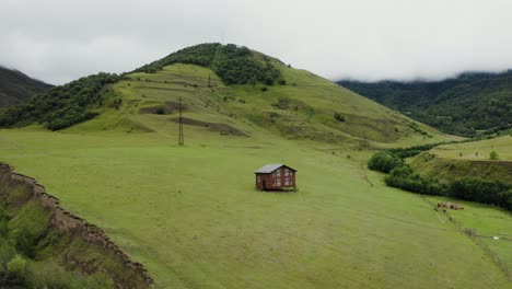 scenic mountain landscape with isolated house