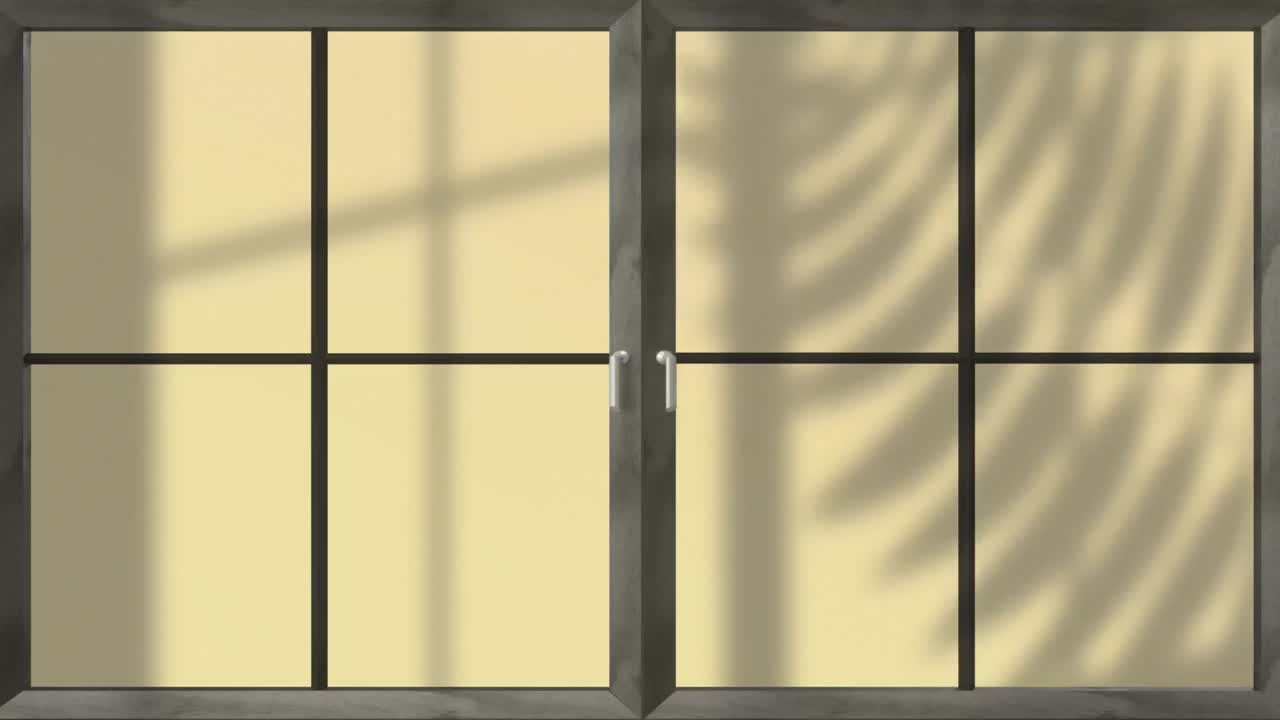Animation of floral pattern with closed window on yellow background