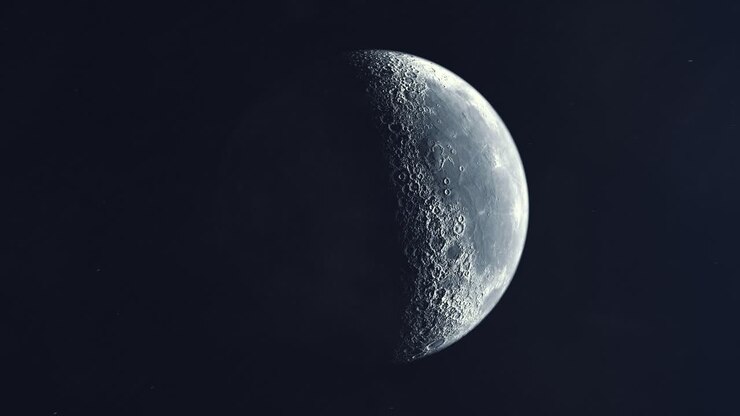 Cena realista girando em torno da Lua