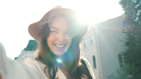 woman taking selfie outdoors