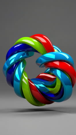 colorful intertwined 3d ring on grey background