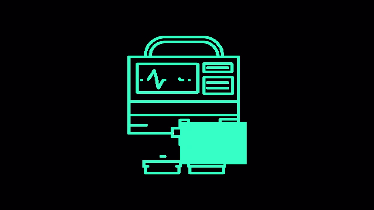 Disegno animato di un monitor cardiaco medicale con forma d'onda ECG