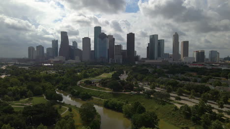 Aerial-Cityscape-of-Houston,-Texas,-USA