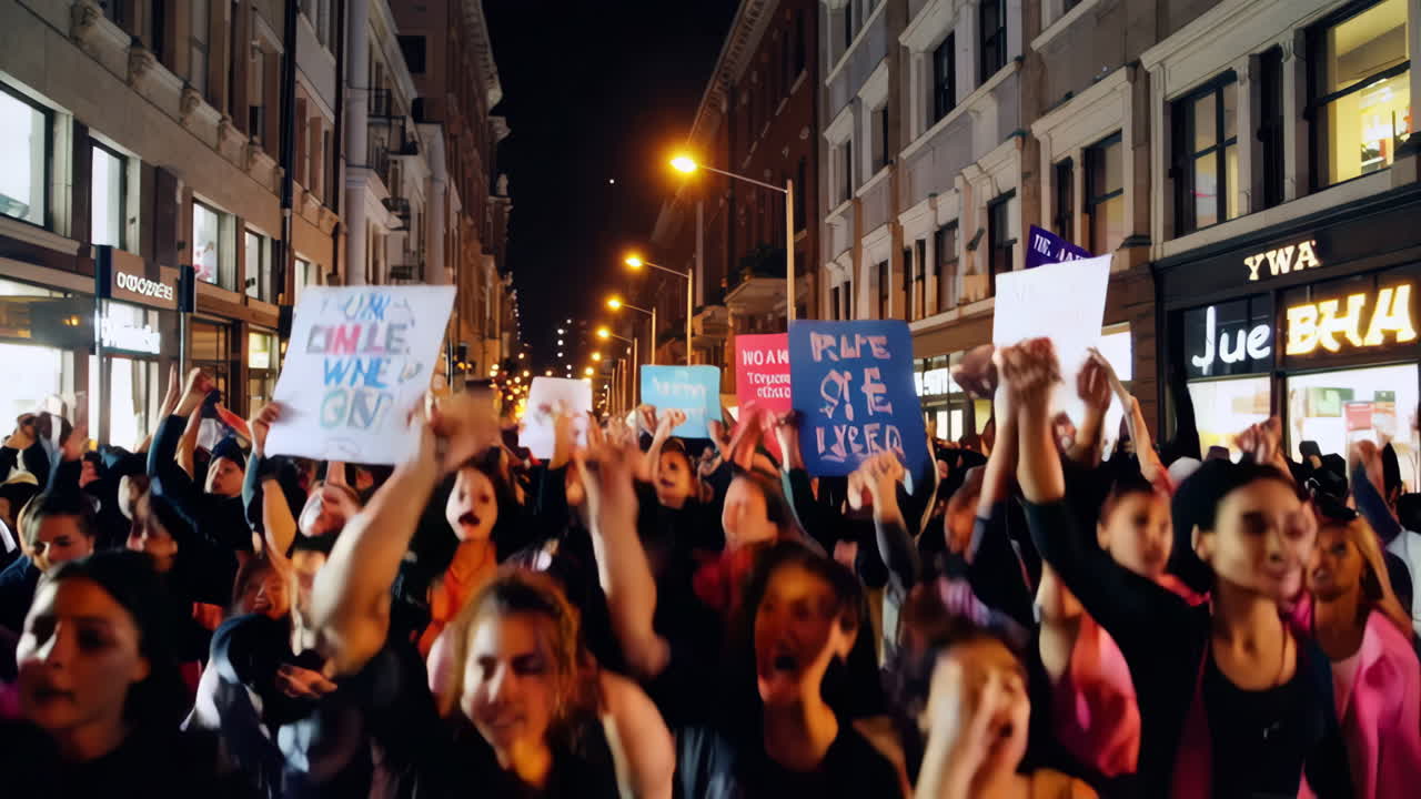 Women's March Protest at Night