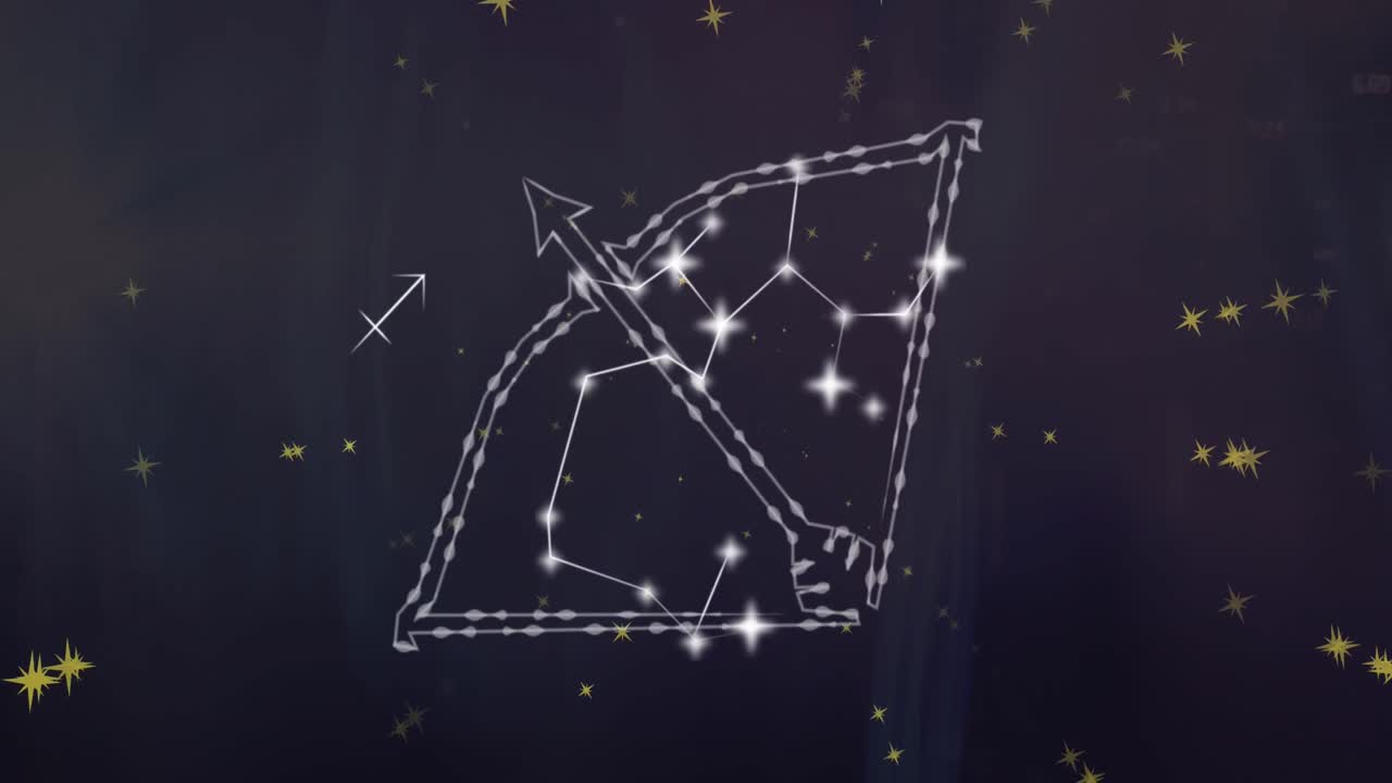 배경 의 연기 구름 에 있는 사기타리우스 별자리 의 애니메이션